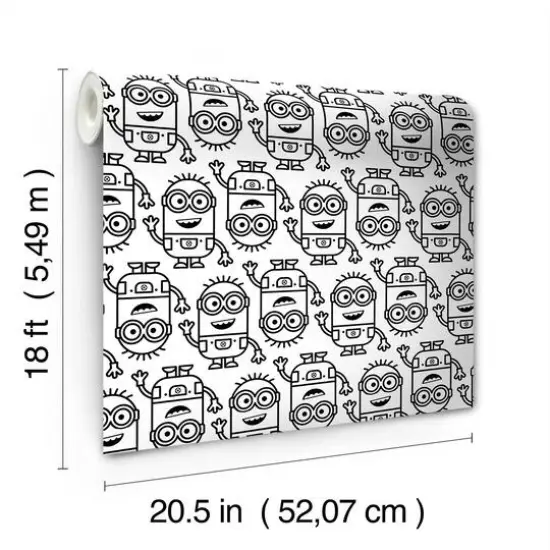 RoomMates Minions Line Art Black Peel & Stick Wallpaper {6}