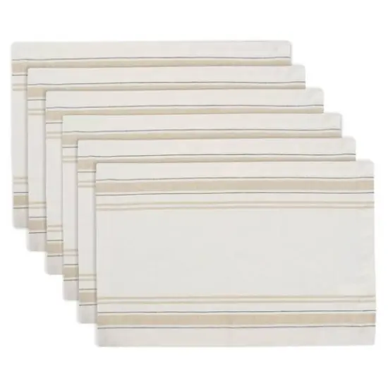 DII&reg; French Stripe Placemats, 6ct. White {1}