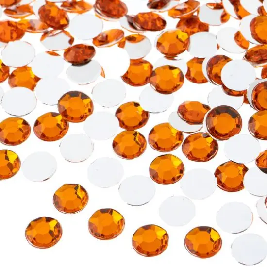 John Bead 8mm Acrylic Round Flat Back Rhinestones, 1,000ct. Orange {1}