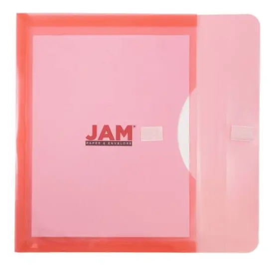 JAM Paper 9.75" x 13" Plastic Hook & Loop Closure Envelopes, 12ct. Red {5}