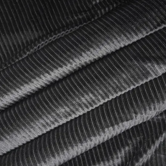 Feldman Black Ribbed Stretch Velvet Fabric {1}