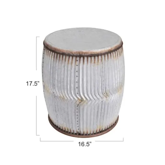 Hello Honey&reg; 17.5" Rustic Round Metal Barrel End Table {6}