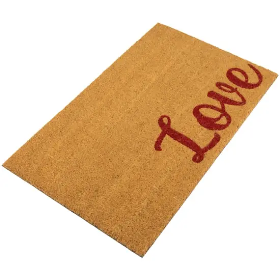Red & Natural Love Natural Coir Outdoor Doormat {5}