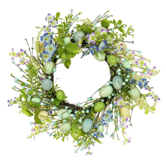 20" Flowering Blue & Green Easter Wreath {1}