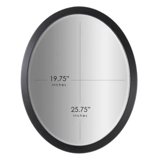 Classic Black Oval Metal Framed Beveled Vanity Wall Mirror - 23" x 29" {6}