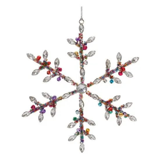Rainbow Beaded Snowflake Ornament Set {6}
