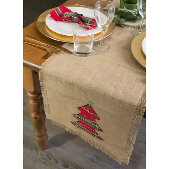 DII&reg; 72" Embroidered Tree Burlap Table Runner {6}