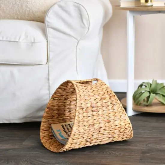 Household Essentials 15.5" Oval Hyacinth Magazine Rack Natural {4}