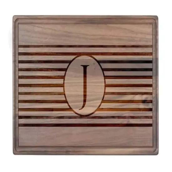 Stripe Monogram Walnut Cutting Board J {1}