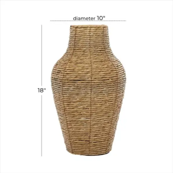 Brown Faux Seagrass Handmade Tall Woven Floor Vase 10" x 10" x 18" {5}