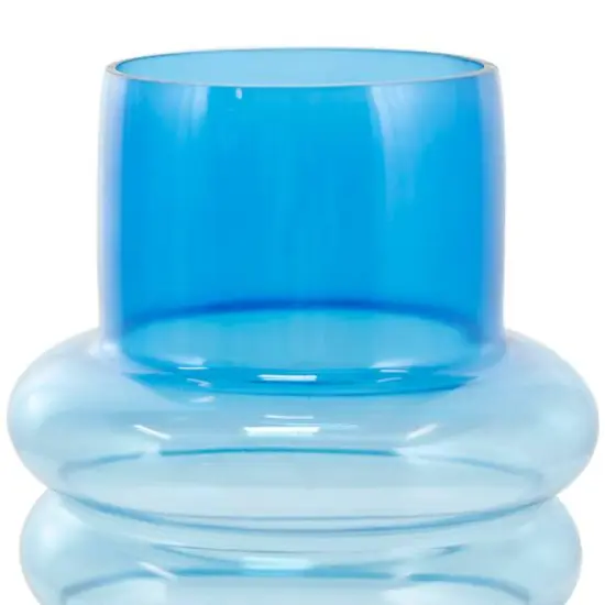 Blue Ombre Bubble Ribbed Glass Vase Set {7}