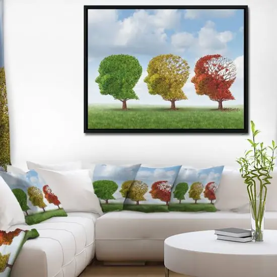Designart - Brain Aging - Abstract Canvas Art Print in Black Frame {5}