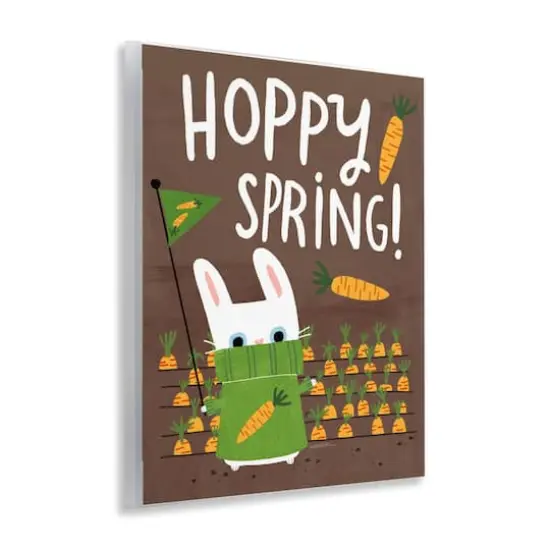 Stupell Industries Happy Spring Bunny & Carrots Wall Plaque Art {4}