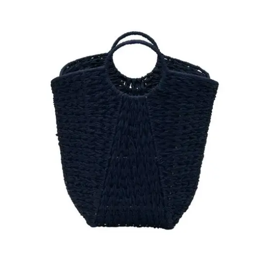 Household Essentials 17.5" Woven Paper Rope Basket with Handles Blue {5}