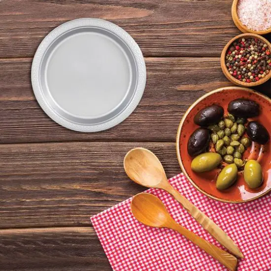 JAM Paper 7" Plastic Party Plates, 20ct. Silver {3}