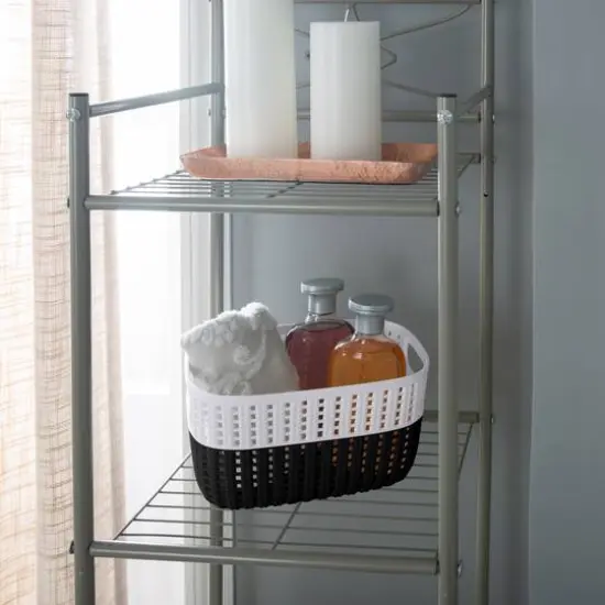 Simplify 9.4" Small 2-Tone Decorative Storage Basket Black/White {6}