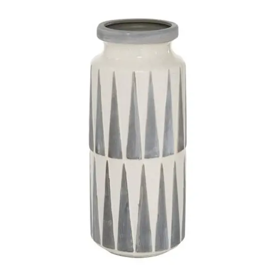 Gray Ceramic Traditional Vase, 13" x 6" x 6" {3}