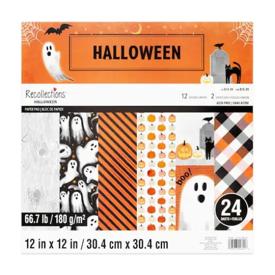 12" x 12" Vintage Halloween Paper Pad by Recollections&trade;, 24 Sheets {1}