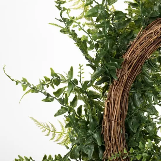 24" Green Buckler Fern & Grass Wreath {5}