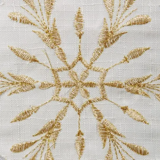 DII® 54" White and Gold Embroidered Snowflakes Table Runner {12}