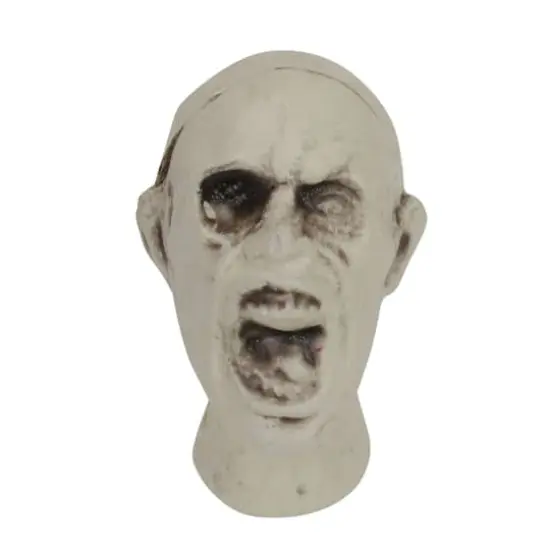 3.5" White & Gray Skeleton Skull Heads with Open Mouths Halloween Decoration Set {3}