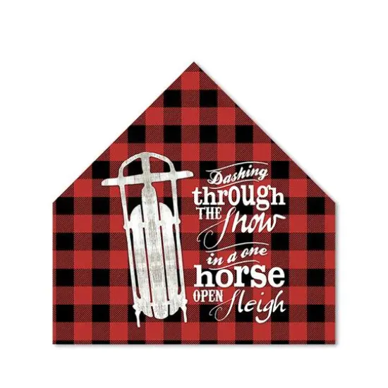One Horse Open Sleigh 17x17 House Shaped Canvas {1}