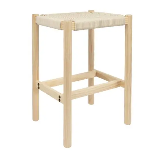 Hello Honey&reg; Fernway 25" Solid Wood and Woven Rope Counter Height Stool Cream {1}