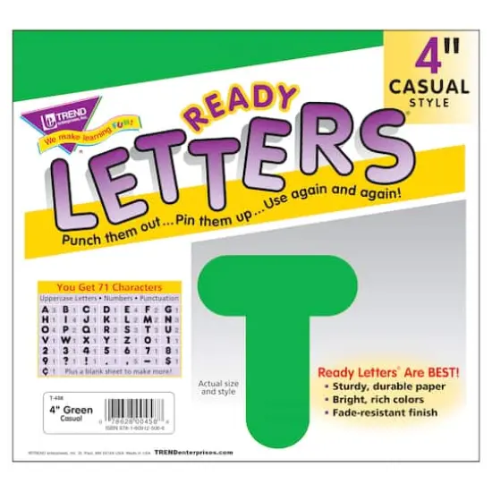 4" Casual Uppercase Ready Letters&reg; Grass Green {4}