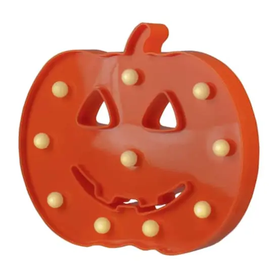8.5" Orange Lighted Halloween Jack-o-Lantern Marquee Decoration {5}