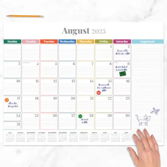July 2025 - June 2026 Large Rainbow Blocks Desk Pad Monthly Blotter Calendar {3}
