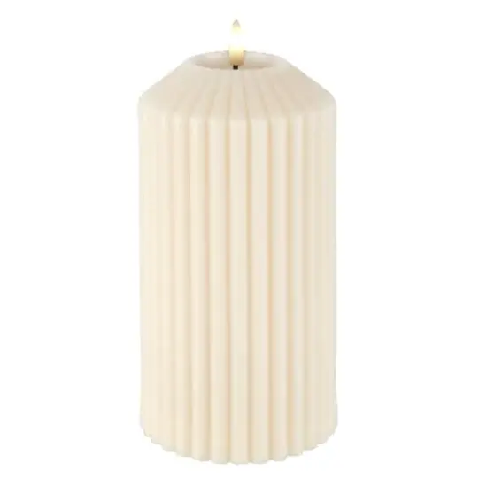 8" Ribbed Wax LED Pillar Candle by Ashland&reg; Ivory {3}