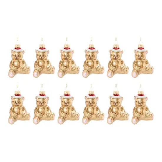 12ct. Gold Glass Teddy Bear Ornaments {4}