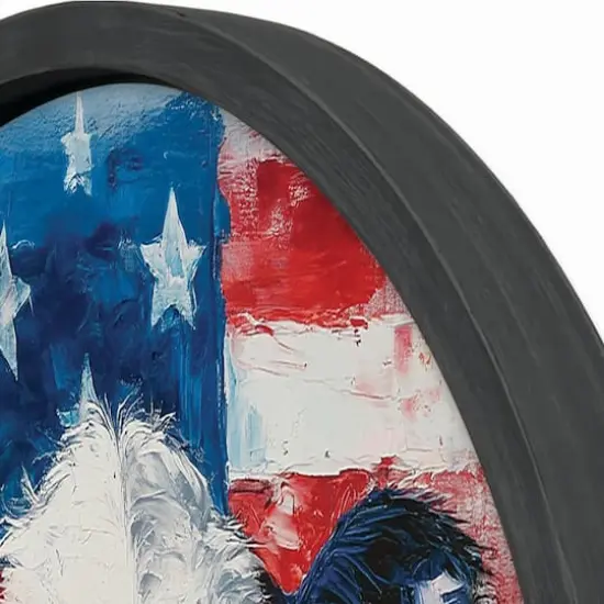 20" x 20" Red, White & Moo Round Framed Print Black {4}