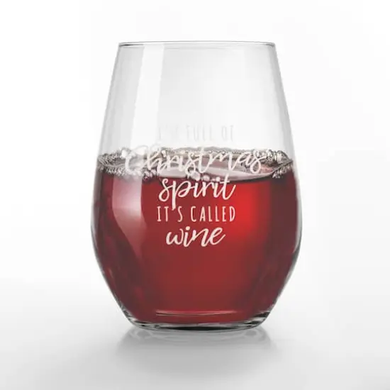 15oz. Full of Christmas Spirit Stemless Wine Glass {3}
