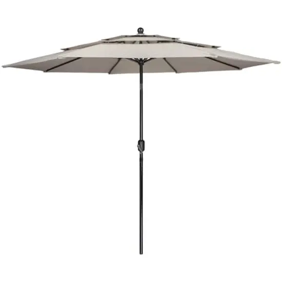 9.75ft. Outdoor Patio Market Umbrella with Hand Crank & Tilt Beige {1}