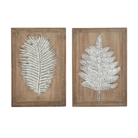 20" Brown Wood Contemporary Floral Wall Decor, 2ct. {1}