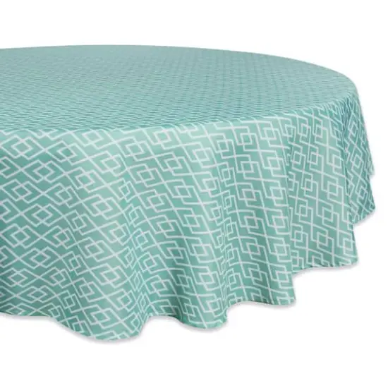 DII&reg; 60" Round Aqua Diamond Outdoor Tablecloth {1}