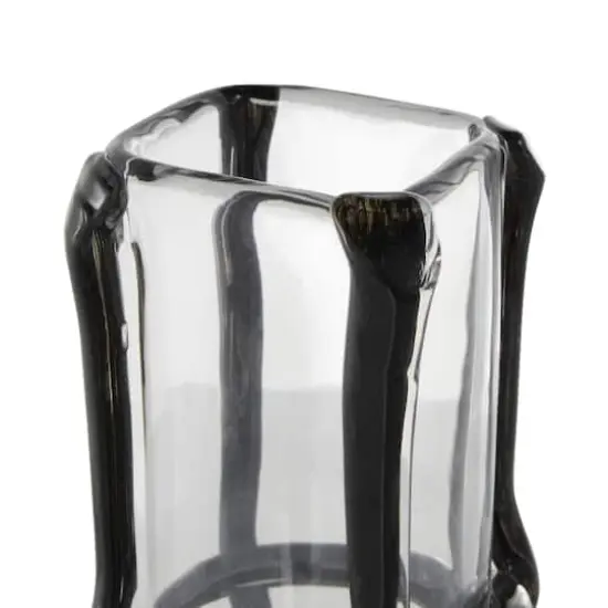 Black Recycled Glass Vase with Glass Framing {5}