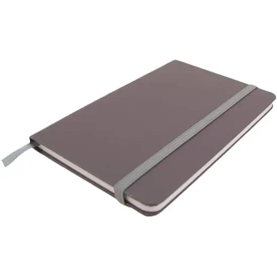JAM Paper Travel Size Hardcover Notebook with Elastic Band Grey {5}