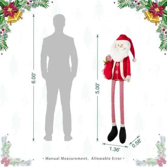 Glitzhome&reg; 60"H Christmas Oversized Fabric Santa With Dangle Legs {9}