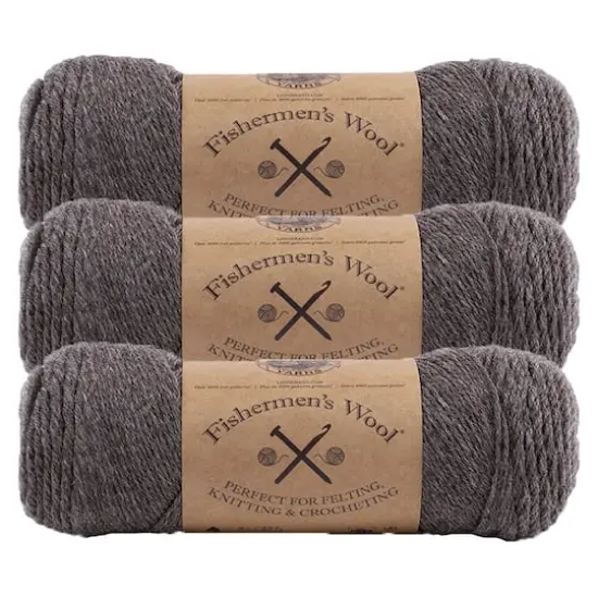 3 Pack Lion Brand&reg; Fishermen's Wool&reg; Yarn Brown Heather {1}