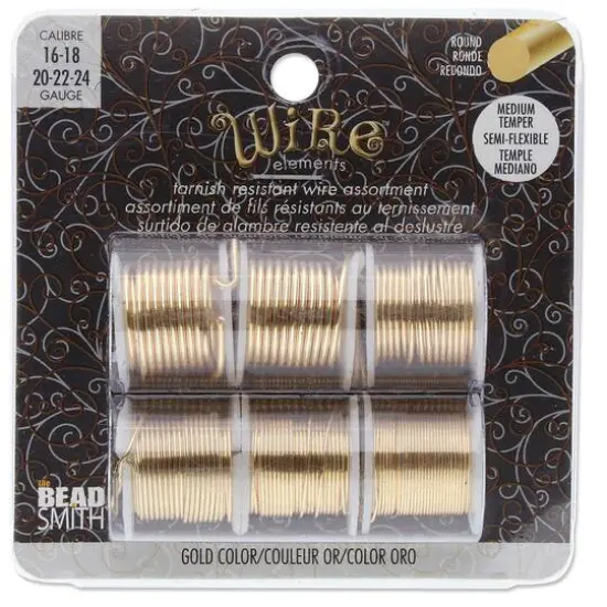 The Beadsmith&reg; Wire&trade; Elements Lacquered Tarnish-Resistant Wire Set Gold {1}