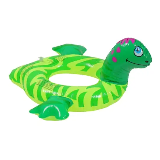 Swim Central 24" Inflatable Green Dinosaur Swim Ring Tube Pool Float {5}