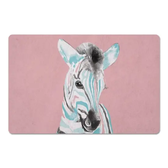 Zebra With Color 18" x 27" Floor Mat {1}