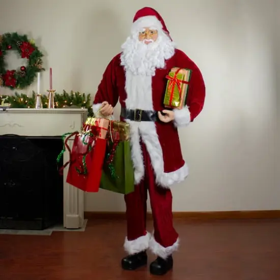 6ft. Red & White Standing Santa Claus with Presents Christmas Figure {4}