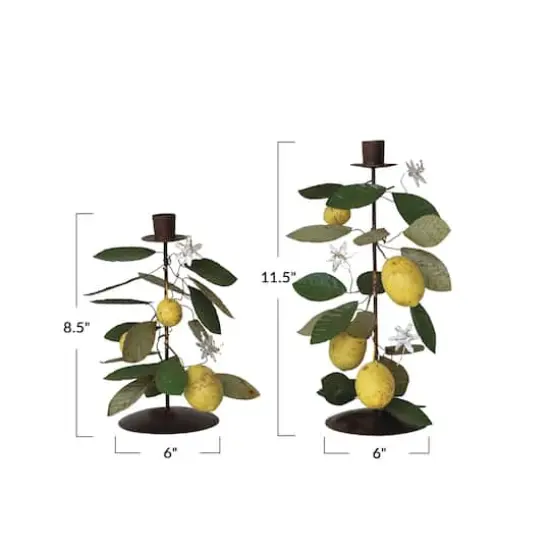 Hello Honey&reg; Multicolor Citrus Grove Metal Taper Candle Holder Set {5}