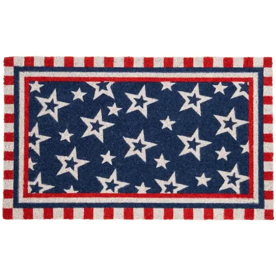Blue & Red Patriotic Stars & Stripes Border Doormat {1}
