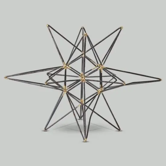 10" Gunmetal & Gold Metal Star Figurine {6}