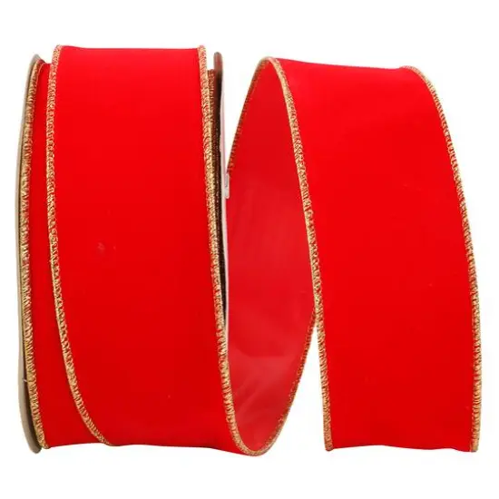 JAM Paper 2.5" x 25yd. Velvet Wired Heavy Commercial Ribbon Red {2}