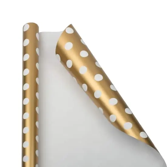 JAM Paper Polka Dot Gift Wrap Gold and White {1}